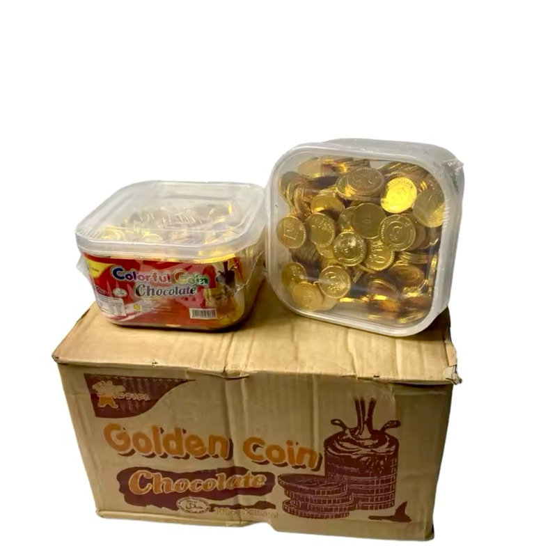 [ยกลัง] ช็อกโกแลตเหรียญทอง/เหรียญสี Chocolate Coins - ยกลัง 8 กระปุก