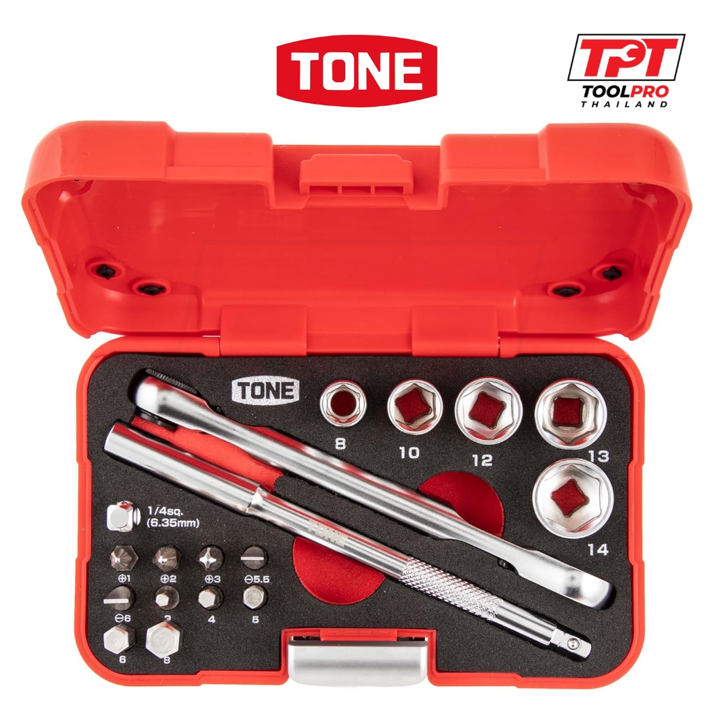 TONE ชุดเครื่องมือ 1/4" Ratchet / Socket / Bit Set (MIX21620P)