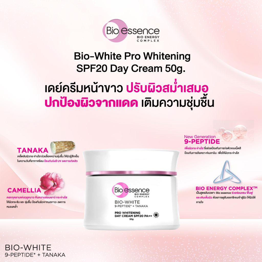 (1ชิ้น) เดย์ครีมปรับผิว ปกป้องผิวจากแดด เติมความชุ่มชื้น Bio-essence Bio-White Pro Whitening SPF20 D