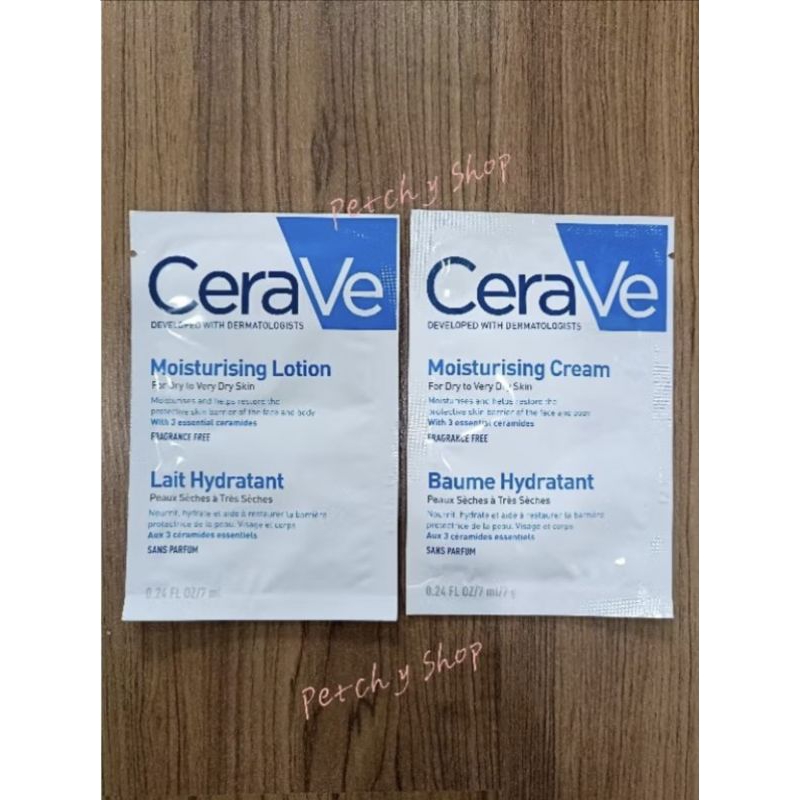 🤍💙CeraVe Moisturising Lotion/Cream 7ml.แบบซอง โลชั่นและครีมบำรุงผิว เนื้อสัมพัสเบาบาง