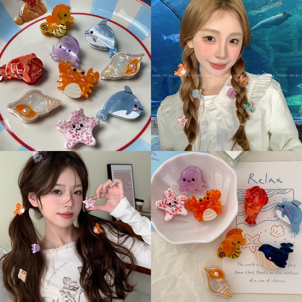 เครื่องประดับผม กิ๊บติดผม ขนาดเล็ก  โลกใต้น้ำ สีสันสดใส โบว์ติดผมน่ารัก หลากสี เครื่องประดับแฟชั่น พร้อมส่งจากไทย – โปรปัง