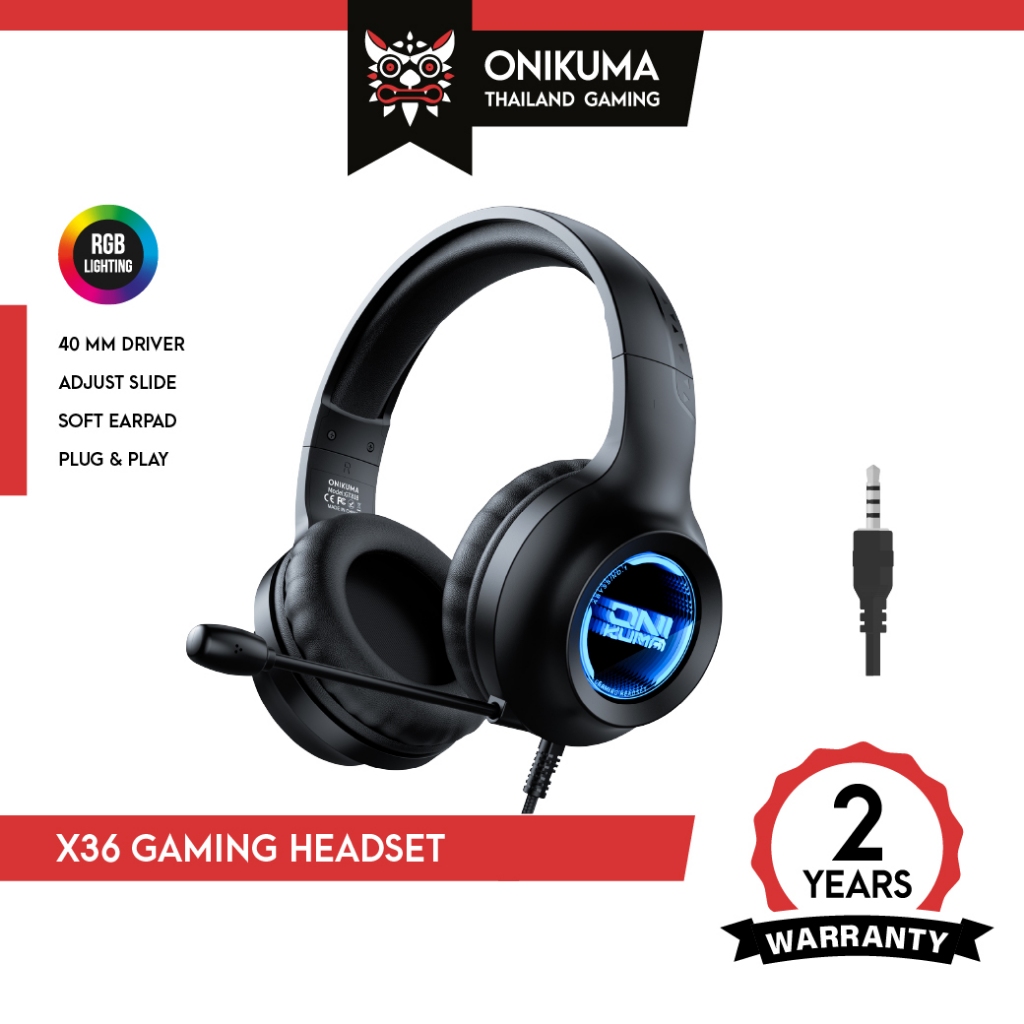 Onikuma X36 Gaming Headset หูฟังเกมมิ่ง สาย 3.5 ลำโพง 40 mm เอฟเฟกต์แสง Abyss Lamp