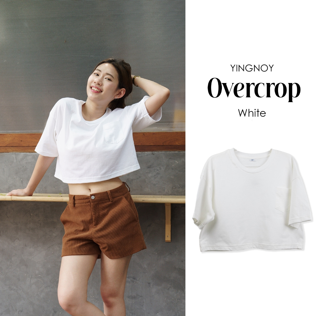 OVERCROP | เสื้อคอปโอเวอร์ไซส์ PREMIUM COTTON 100% นุ่ม ระบายอากาศได้ดี สี WHITE