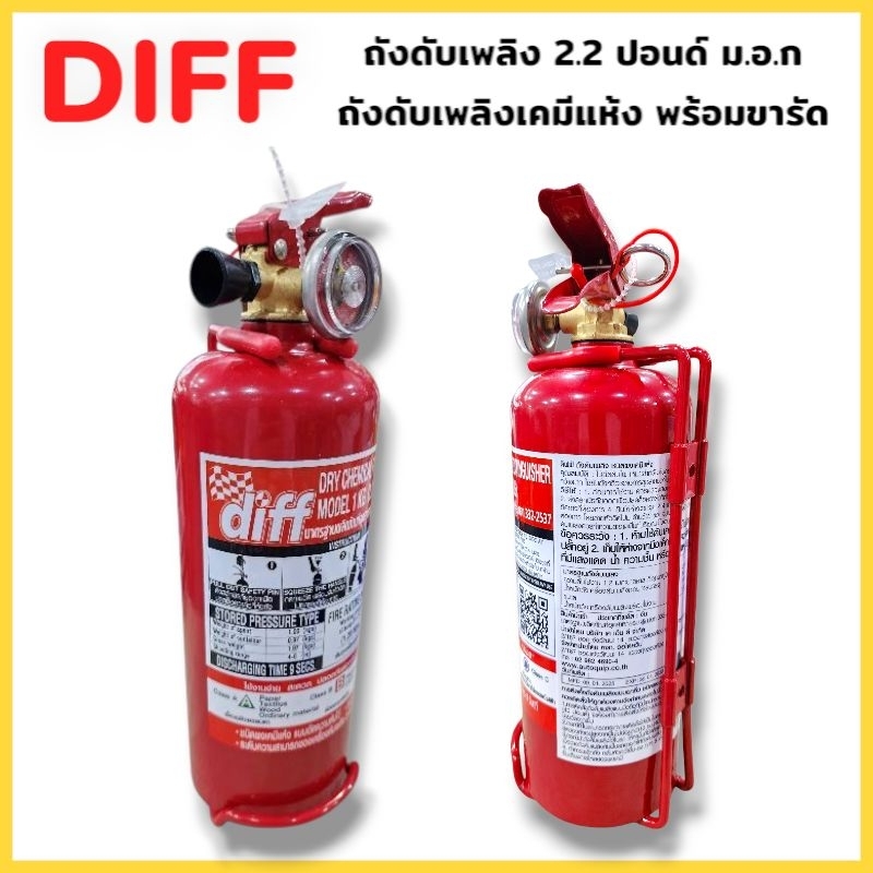 ถังดับเพลิง ผงเคมีแห้ง 2.2 ปอนด์ (ถังสีแดง) ติดรถยนต์ รถตู้ บ้าน (แพ๊คคู่ 2 ถัง)