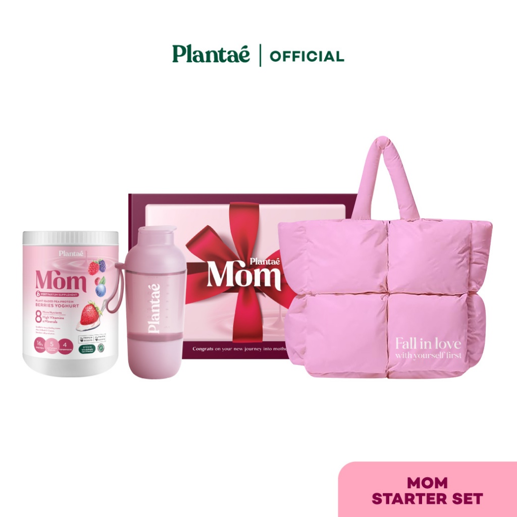 [ลดเพิ่ม 50.- PLANOCT50] Mom Starter Set - Mom Lactation Formula 1กระปุก + Pro Refill Shaker สีชมพู 