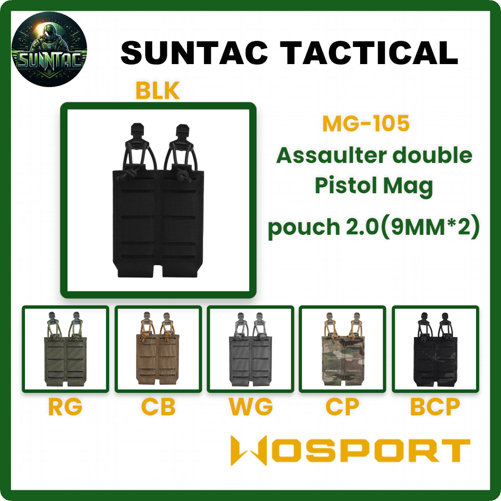 Wosport ซองแม็ก| Assaulter double Pistol Mag pouch 2.0 (9MM*2) | MG-105