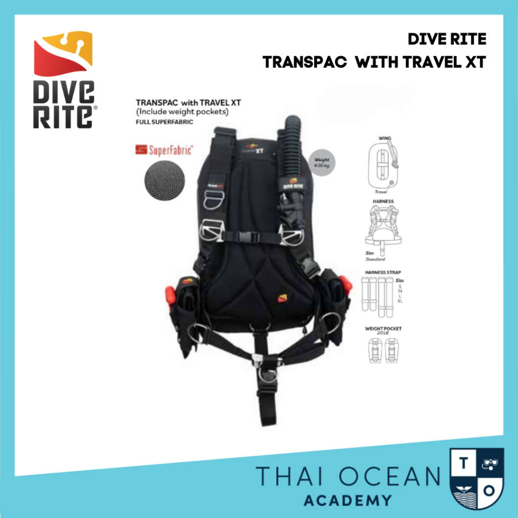 Dive Rite Transpac XT BCD Set บีซีดีแบบวิง น้ำหนักเบา ถุงลม XT 25lb