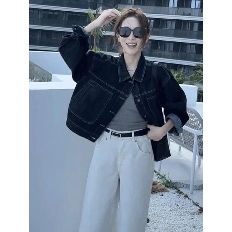 Jk เสื้อยีนส์ผู้หญิงแขนยาว สียีนส์เข้ม พร้อมส่ง