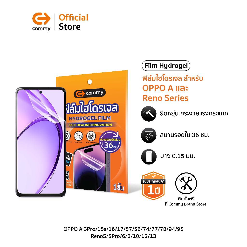 Commy ฟิล์มกันรอยไฮโดรเจลสำหรับ OPPO A 3Pro/15s/16/17/57/58/74/77/78/94/95, Reno5/5Pro/6/8/10/12​/13