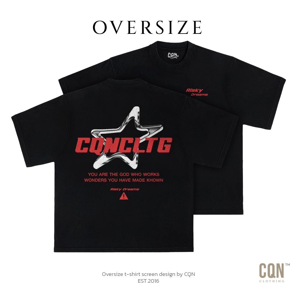 CQN | OVERSIZE [RISKY DREAMS] ผ้าหนานุ่ม คอแคบ ไม่ย้วย