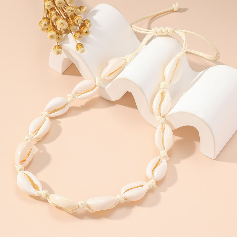 สร้อยคอเปลือหอย สร้อยคอหญิงแฟชั่น สร้อยคอโบฮีเมียน ไอเทมไปทะเล แฟชั่นสําหรับผู้หญิง