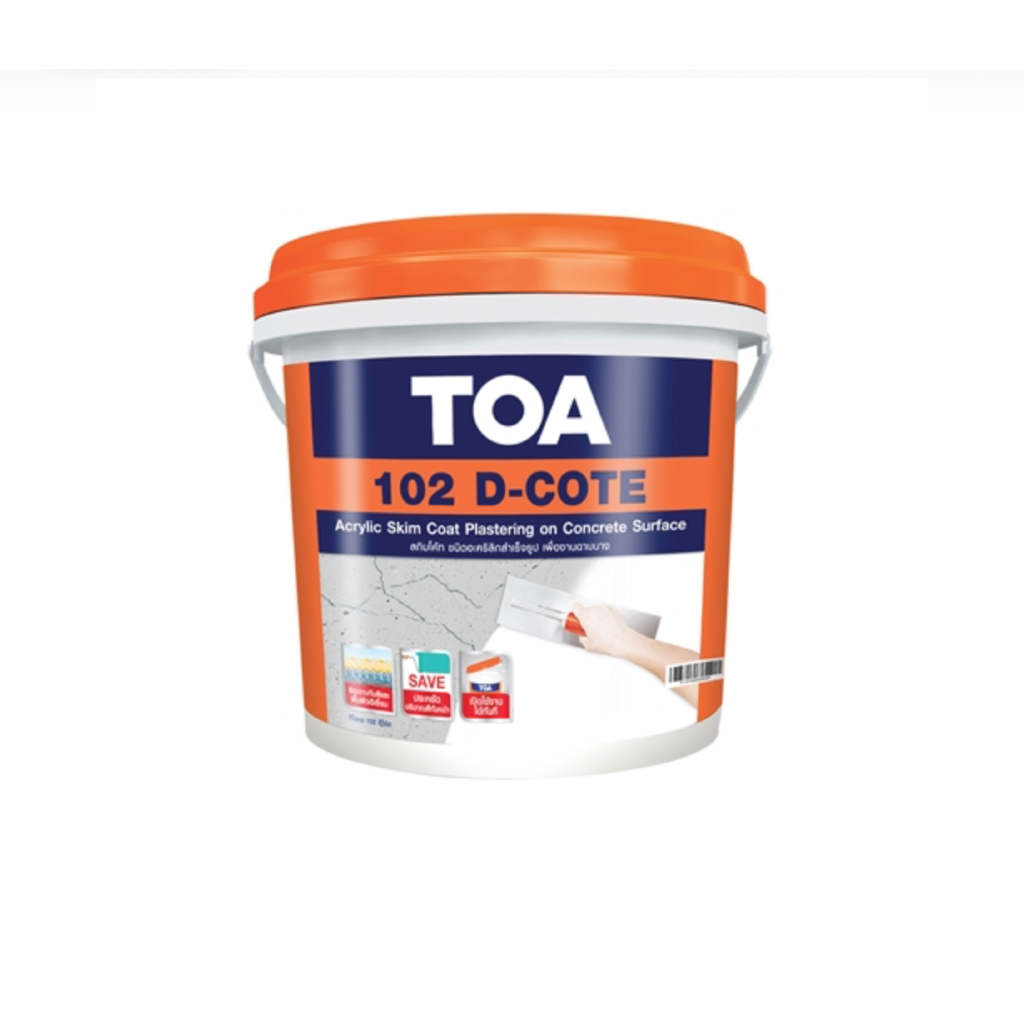 TOA 102 D-COTE อะคริลิก (ขนาด 5 กก.) ตกแต่งผิวคอนกรีต ใช้ปกปิดรอยแตกร้าวขนาดเล็ก ปรับพื้นผิวให้เรียบเนียน
