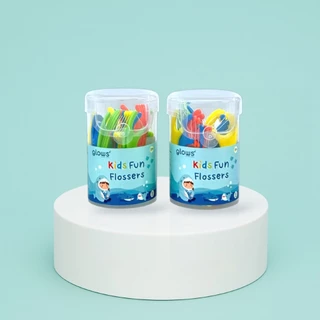 ใหม่ !!! ไหมขัดฟันเด็ก Glows Kids fun flossers ไหมขัดฟันแบบด้าม 3 ขวบ ขึ้นไป กล่อง 32 ชิ้น