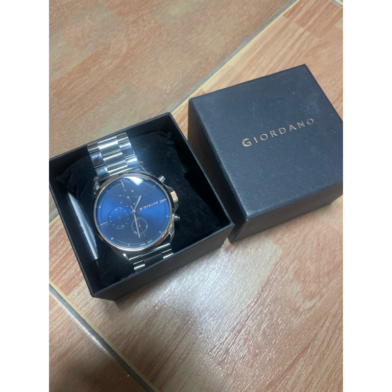 นาฬิกา Giordano ของแท้ ตัวเรือนสีเงิน หน้าปัดน้ำเงิน | สไตล์หรู มือหนึ่ง พร้อมกล่อง