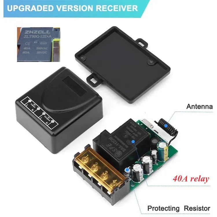 รีโมทปั๊มน้ำ 433MHz 220V สวิตช์ รีโมตควบคุมปั๊มน้ำ 1Ch 40A Remote รุ่นใหม่