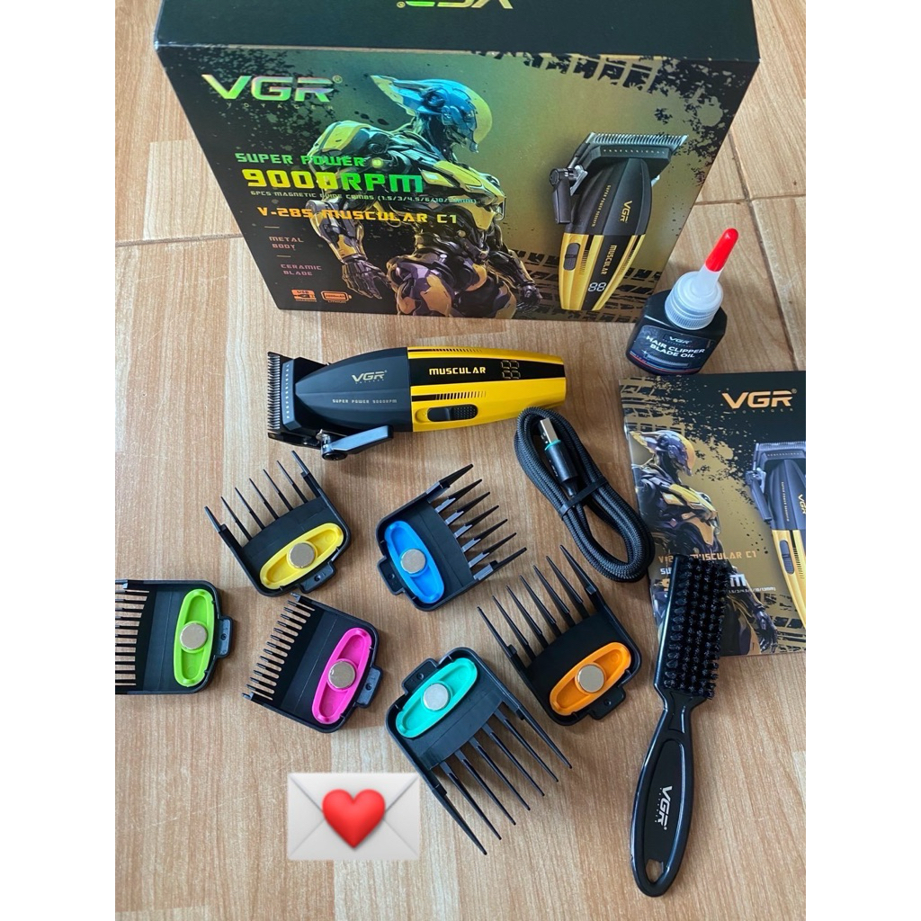 VGR  vgr V-285  muscular c1 ปัตตาเลี่ยนตัดผมไร้สาย ฟันเซรามิค ปรับสปีดรอบได้2ระดับ ตัวเครื่องมินิ มี