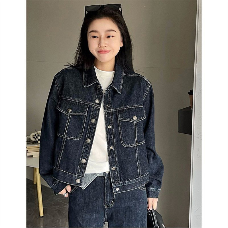เสื้อแจ็ตเก็จยีนส์ผู้หญิง สียีนส์เข้ม พร้อมส่ง