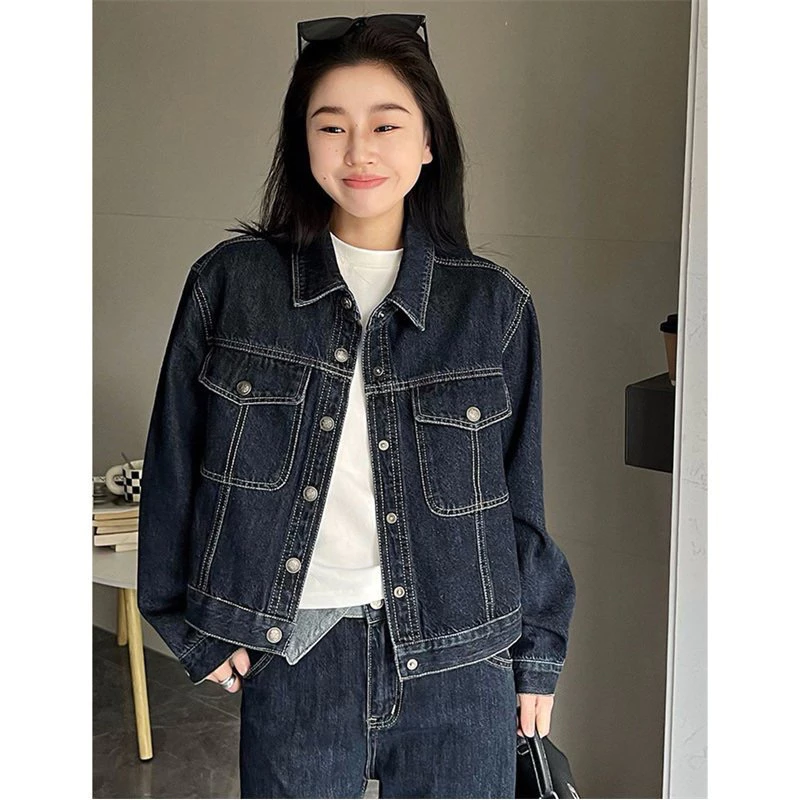 เสื้อแจ็ตเก็จยีนส์ผู้หญิง สียีนส์เข้ม พร้อมส่ง