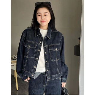 เสื้อแจ็ตเก็จยีนส์ผู้หญิง สียีนส์เข้ม พร้อมส่ง