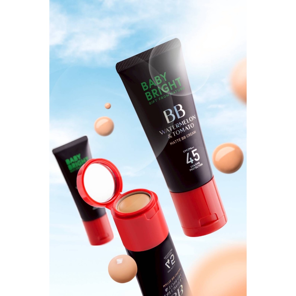 Baby Bright Watermelon & Tomato Matte BB Cream SPF45 PA++ เบบี้ ไบร์ท บีบี ครีม (30g.) +มาพร้อมคอนซี