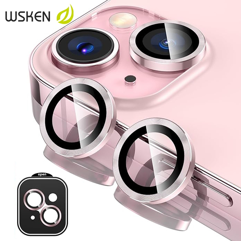 Wsken ตัวป้องกันเลนส์สำหรับ iPhone 15/15Plus/16/17 ตัวป้องกันกล้องโลหะ [Case-Friendly] HD ฝาครอบหน้าจอกล้องด้านหลัง