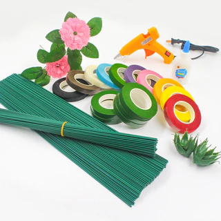 10 ชุด ลวดก้านดอกไม้ DIY ลวดเหล็กพันก้านดอกไม้ ก้านไม้ไผ่ เทปกาวเขียว สำหรับทำดอกไม้ปลอม จัดช่อดอกไม้ ราคาส่ง