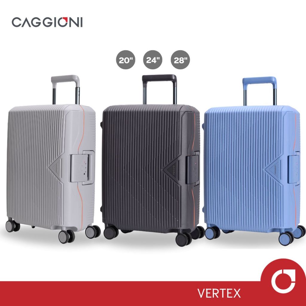 CAGGIONI กระเป๋าเดินทางล้อลาก แบบโครง รุ่น เวอร์แท็กซ์ (ฺ Vertex 24102 ) [20/24/28 นิ้ว] วัสดุ PP ทน
