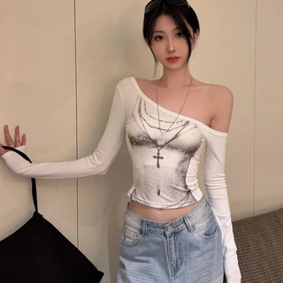 Rita พร้อมส่ง🎀เปิดไหล่ เสื้อยืดผู้หญิง แขนยาว สไตล์คาวาอี้ สไตล์เกาหลี น่ารักๆ สุดเซ็กซี่🔥จับแมทซ์ได้ง่าย ผ้านิ