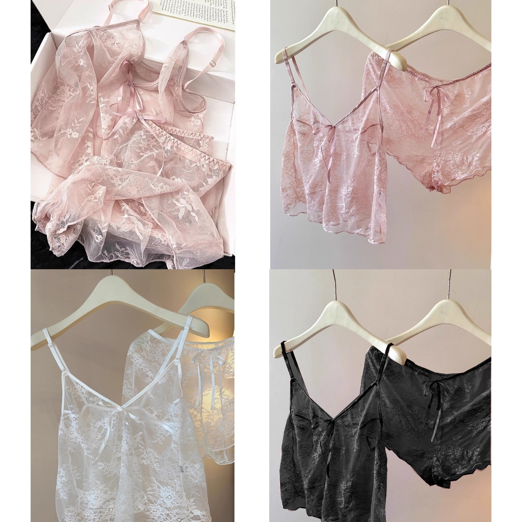 ชุดนอนลูกไม้เซ็กซี่ ผ้านุ่ม ยืดหยุ่น ไซส์ M-XLมีให้เลือก 3 สี