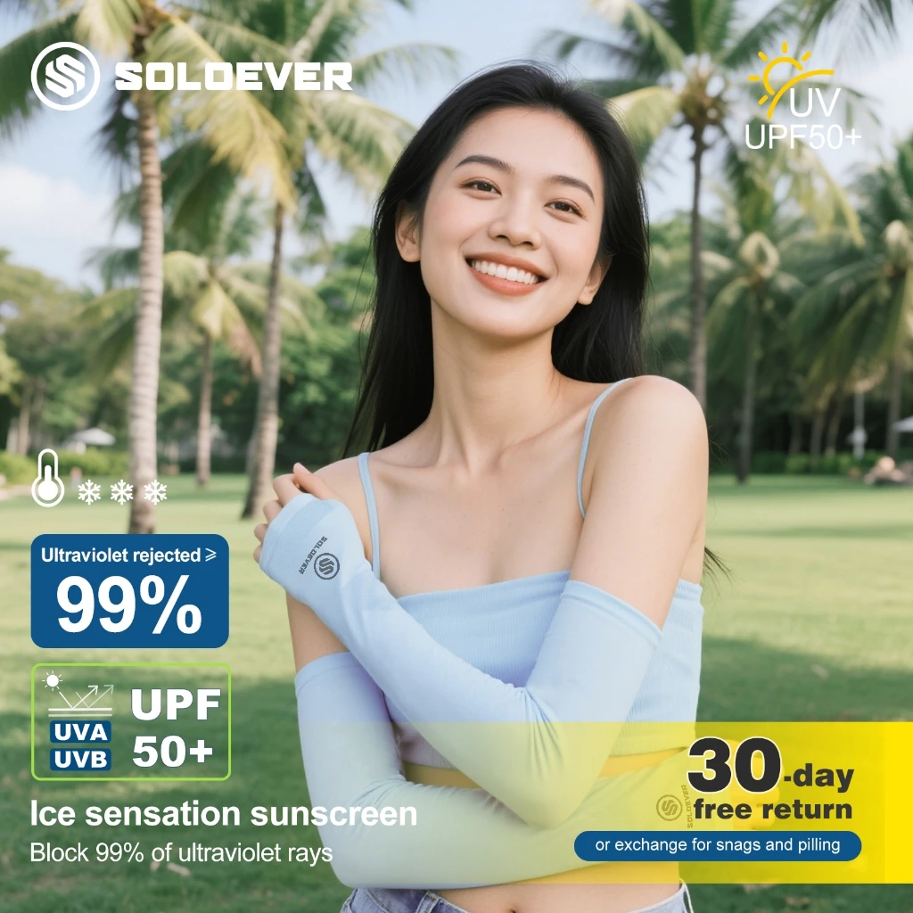 SOLOEVER Sleeves ปลอกแขน (1คู่) ป้องกันรังสีอัลตราไวโอเลตปกป้องผิว UPF50+เหมาะสำหรับกิจกรรมกลางแจ้ง