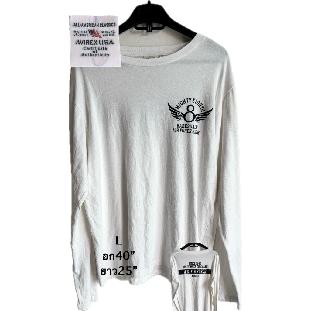 ยย24 มือสองมีตำหนิ เสื้อยืดแขนยาว AVIREX USA หน้าแบรนด์ Avirex  บริษัท AVIREX สหรัฐอเมริกา เสื้อแขนย