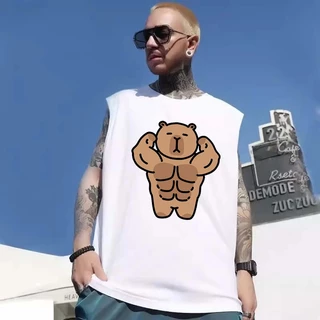 UT shop เสื้อกล้าม แขนกุด oversize ผ้าฝ้าย100% เสื้อแขนกุด "Muscle hippo"เสื้อผ้าผช เหมาะกับใส่ออกกําลังกาย เสื้อผู้ชาย