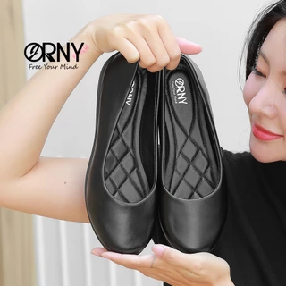 มีไซส์ 42 ❤️ ORNY(ออร์นี่) ® คัชชูส้นเตี้ย 1150 รองเท้าคัทชูนักศึกษา รองเท้าทำงาน สีดำ รับปริญญา