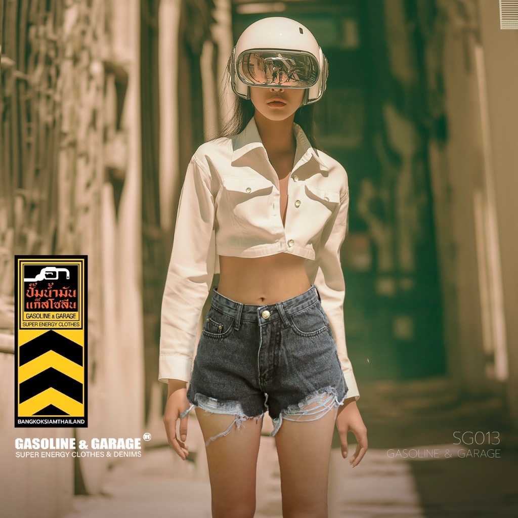 SG013 ล็อตใหม่มาแล้ว สินค้าขายดี กางเกงยีนส์ขาสั้นผู้หญิง Lady Denim Shorts (Gasoline & Garage) ปั๊มน้ำมันแก๊สโซลีน (SG)