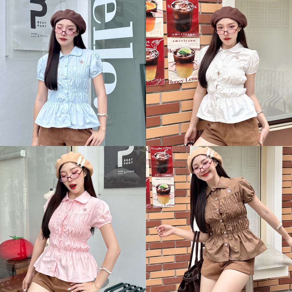 Cookies bear เสื้อเชิ้ตคอบัวแขนตุ๊กตา ตัวยาว สม็อคตัว ราคา ถูกที่สุด ดีลบีเคเค แกลเลอรีภาพที่ 2