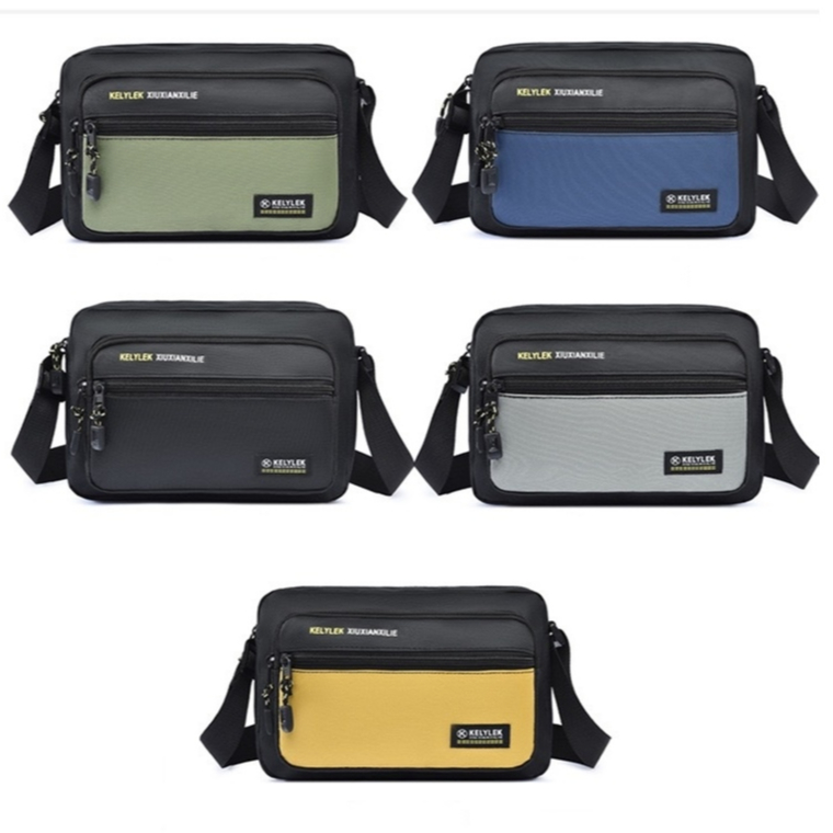 (B347#)กระเป๋าลำลองสำหรับบุรุษกระเป๋าสะพายไหล่ลายเส้นทแยงมุมกันน้ำสีทึบกระเป๋าป้องกันคราบสกปรก