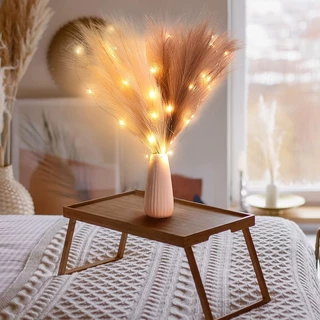 【24h】 Artificial Pampas Grass Fluffy Artificial Fake Flower Boho Decor Bulrush Reed Christmas Decor pampas home decor