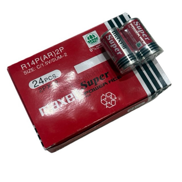 Maxell R14P/size-C 1.5V กล่อง24ก้อน ของแท้(ออกใบกำกับภาษีได้/บริการส่งด่วนภายในวัน)