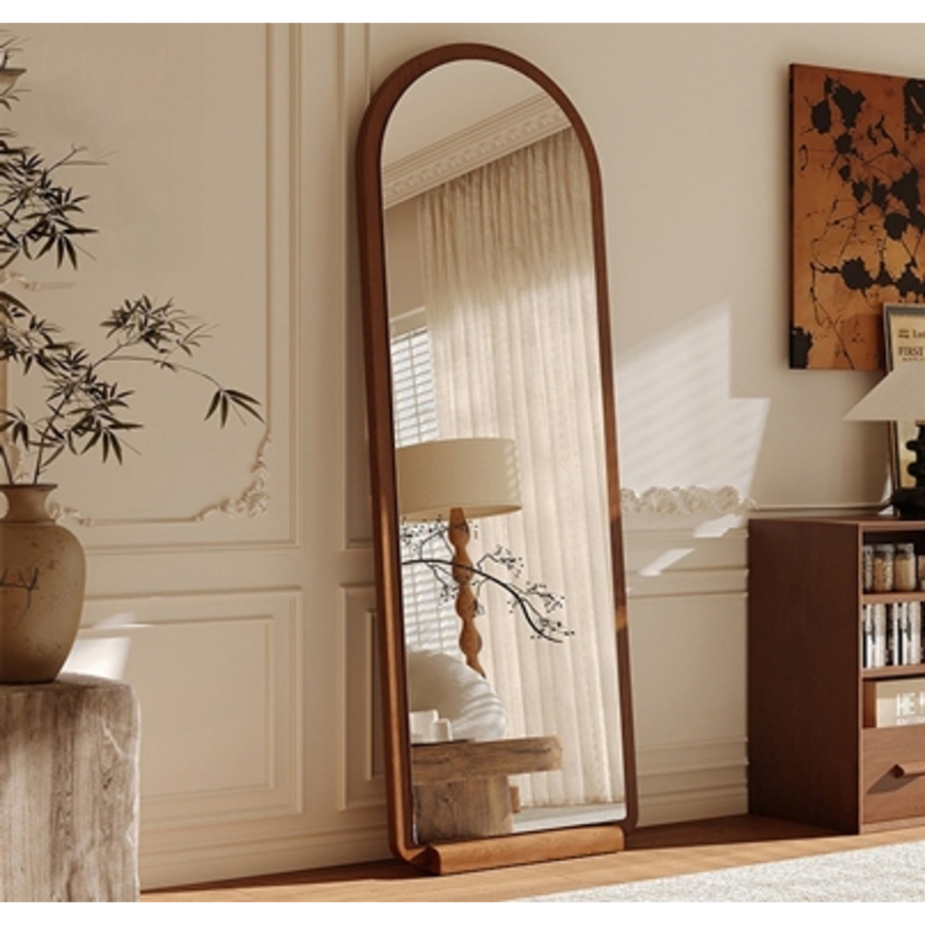 yfactory : กระจกตั้งพื้นไม้ กระจกเต็มตัว ตั้งพื้นหรือแขวนได้ กระจกไม้วอลนัท