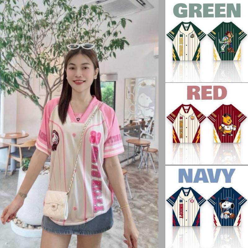 ( N131 ) เสื้อยืด ลายกระดุมการ์ตูน 66 สายฟ้า คอวีปิด Sport มีไซส์ L-2XL