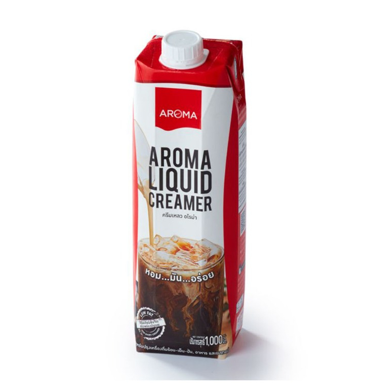 ครีมเหลว อโรม่า Aroma (ครีมเทียมข้นจืด ชนิดพร่องมันเนย) Aroma Liquid Creamer 1000ml