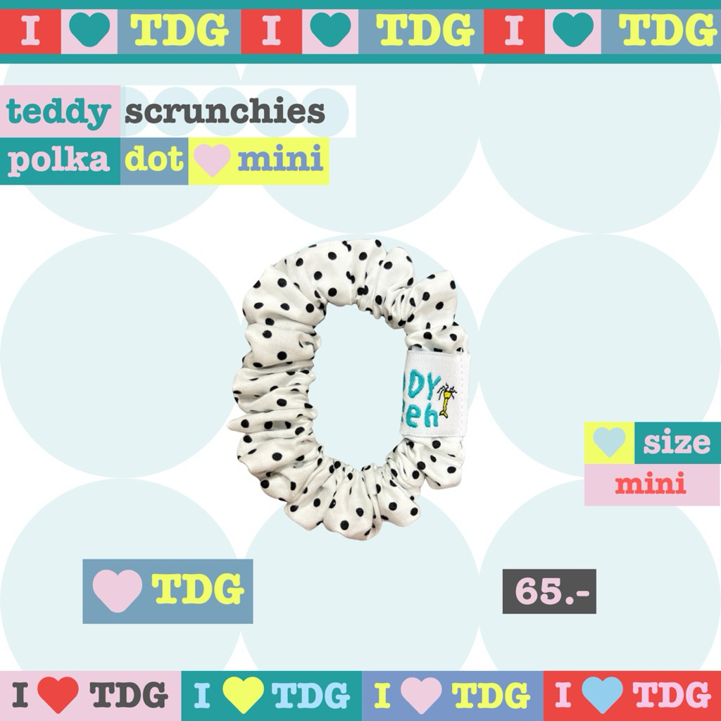 teddy scrunchies mini ⋆⋆⋆✿ polka dot ♥️ teddy green (ไซส์เล็ก)