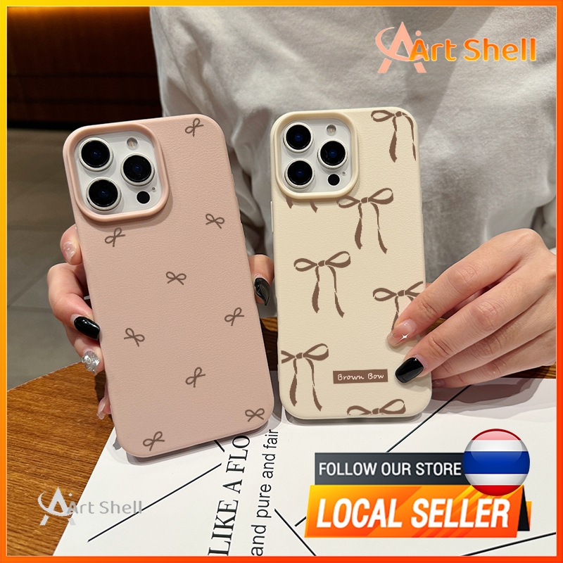 แอปเปิ้ลโทรศัพท์ โบว์สีน้ำตาล สำหรับ iPhone เคสไอโฟน 13 12 11 PRO MAX X XS MAX 16 15 14 XR 7/8PLUS จัดส่งจากประเทศไทย