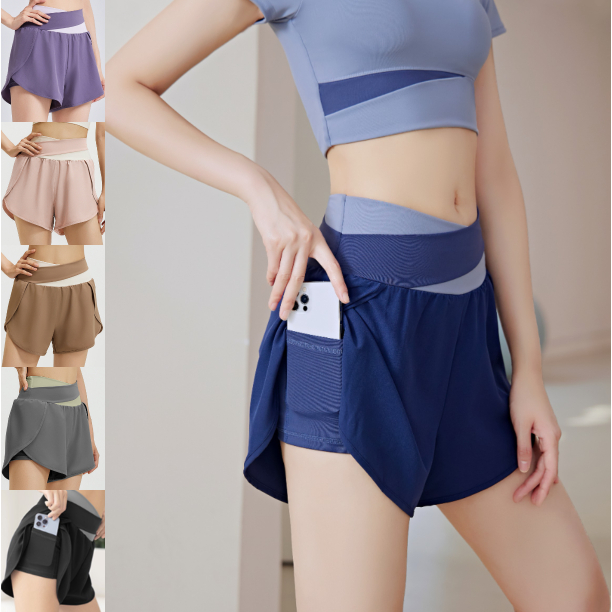 EVEsport YOGA-053 กางเกงขาสั้น มีซับใน มีกระเป๋า กางเกงออกกำลังกายผู้หญิงขาสั้น