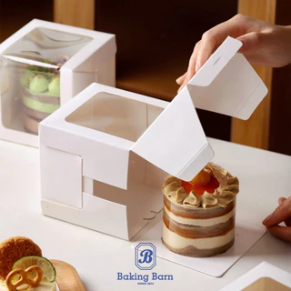 Baking barn (10ชิ้น/แพ็ค) กล่องเค้ก หน้าต่างใส Cake box กล่องเค้กชิ้น กล่องใส่ขนม