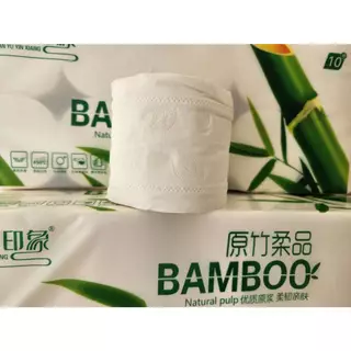 ทิชชู่ไผ่เขียว 5 หิ้ว 50 ม้วน ทิชชู่แบบม้วน ทิชชู่ไร้แกน ซับน้ำดี
