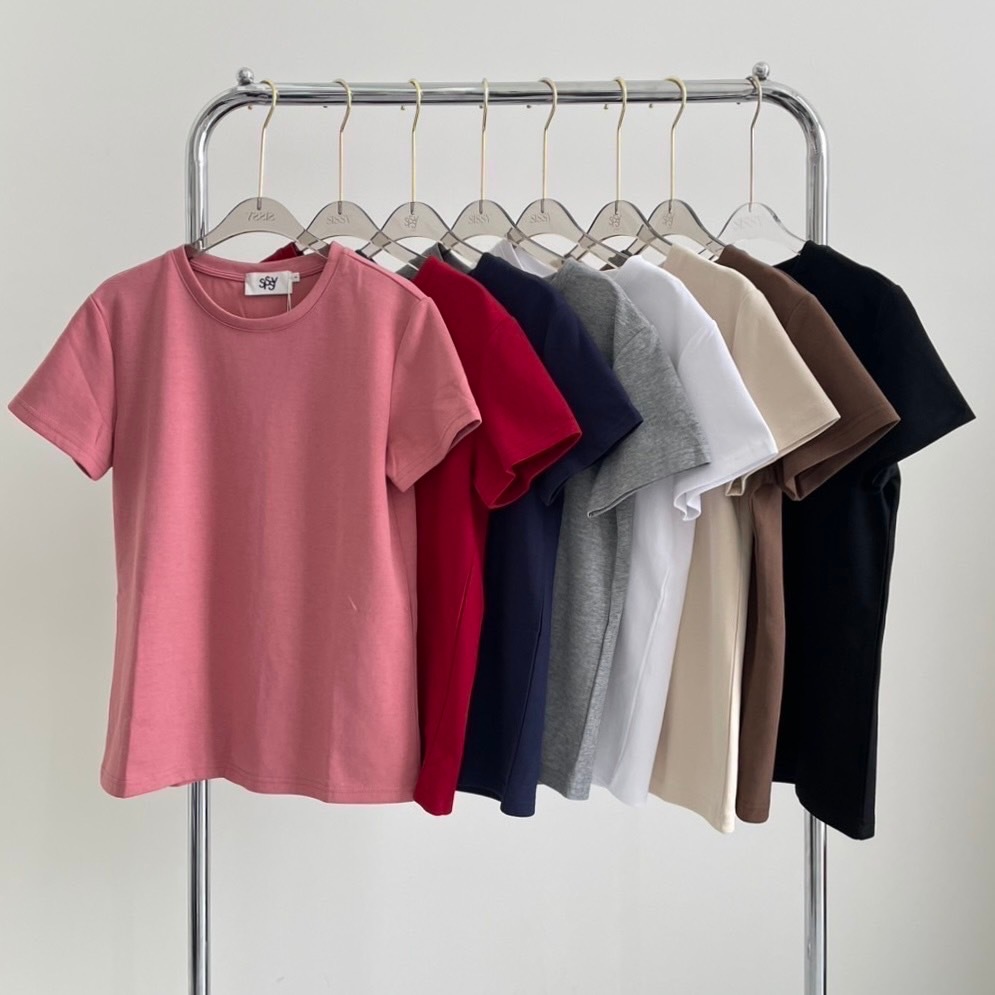 SISSY : เสื้อยืด Basic คอกลมแขนสั้น สีพื้น ทรงสวย ใส่ได้ทุกโอกาส ผ้าเนื้อนิ่ม ใส่สบาย