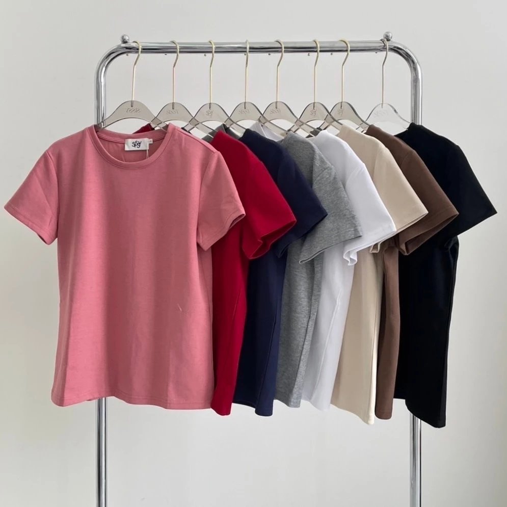 SISSY : เสื้อยืด Basic คอกลมแขนสั้น สีพื้น ทรงสวย ใส่ได้ทุกโอกาส ผ้าเนื้อนิ่ม ใส่สบาย