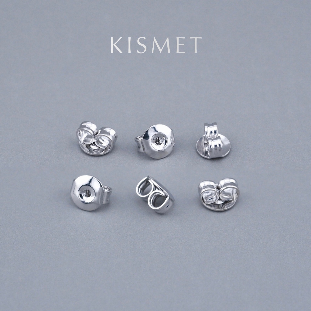 Kismet - Mini Metal แป้นต่างหูโลหะ ทรงกลม 5 มิล สีเงินโรเดียม (Rhodium Silver) แพ็ค 4 คู่ Earring Backs | KM004-RD