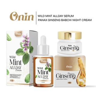 เซ็ตครีมหน้า เซ็ตคู่ เซรั่มใบมินต์ป่าอรอิน และ ครีมโสมอรอิน onin wild mint serum and onin panax ginseng night cream